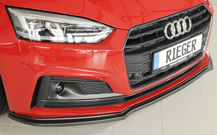 LAMA SOTTOPARAURTI ANTERIORE PER AUDI A5 F5 S-LINE / S5 PRE RESTYLING NERO OPACO RIEGER TUNING