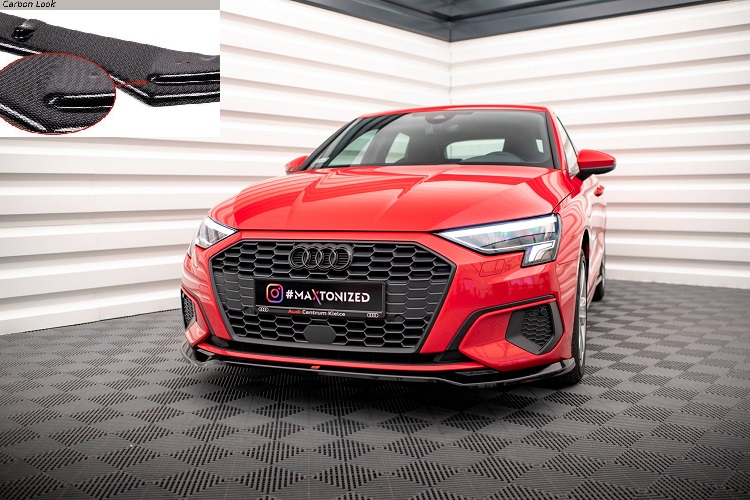 LAMA SOTTOPARAURTI ANTERIORE V.2 MAXTON DESIGN PER AUDI A3 8Y SPORTBACK (NO S-LINE) CARBON LOOK