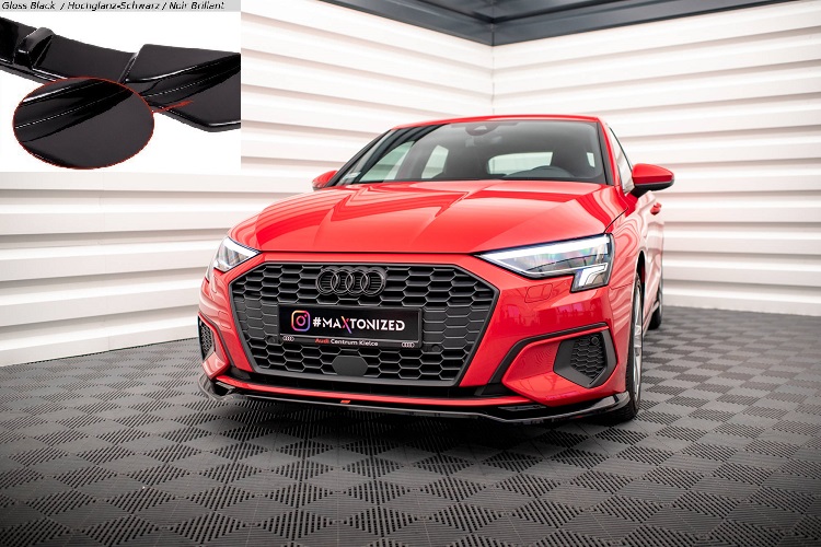 LAMA SOTTOPARAURTI ANTERIORE V.2 MAXTON DESIGN PER AUDI A3 8Y SPORTBACK (NO S-LINE) NERO LUCIDO 