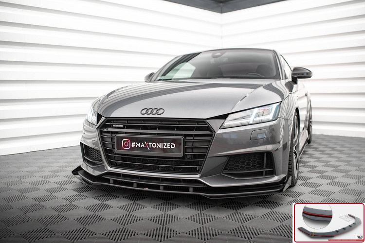 LAMA SOTTOPARAURTI ANTERIORE + FLAPS STREET PRO MAXTON DESIGN PER AUDI TT 8S CON S-LINE PRE-RESTYLING (BORDO ROSSO)