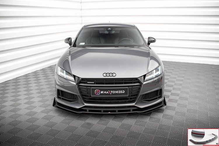 LAMA SOTTOPARAURTI ANTERIORE + FLAPS STREET PRO MAXTON DESIGN PER AUDI TTS 8S PRE-RESTYLING (BORDO ROSSO)