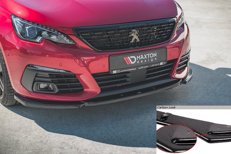 LAMA SOTTOPARAURTI ANTERIORE V.2 MAXTON DESIGN PER PEUGEOT 308 GT MK2 RESTYLING CARBON LOOK