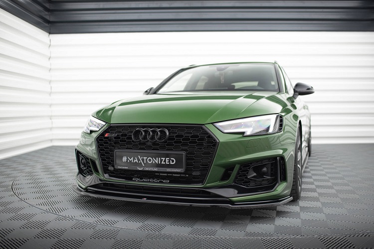 LAMA SOTTOPARAURTI ANTERIORE V.2 NERA LUCIDA MAXTON DESIGN PER AUDI RS4 B9 PRE-FACELIFT