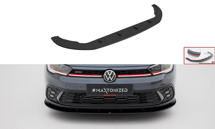 LAMA SOTTOPARAURTI ANTERIORE STREET PRO MAXTON DESIGN PER VW POLO AW GTI RESTYLING (BORDO ROSSO)