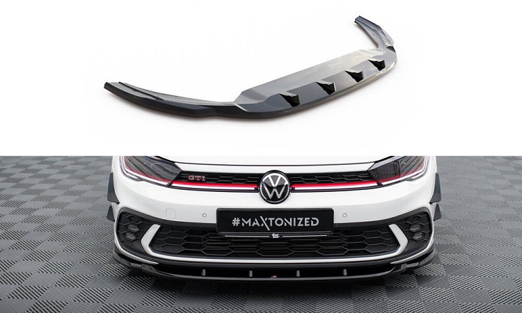 LAMA SOTTOPARAURTI ANTERIORE V.1 MAXTON DESIGN PER VW POLO AW GTI RESTYLING NERO LUCIDO 