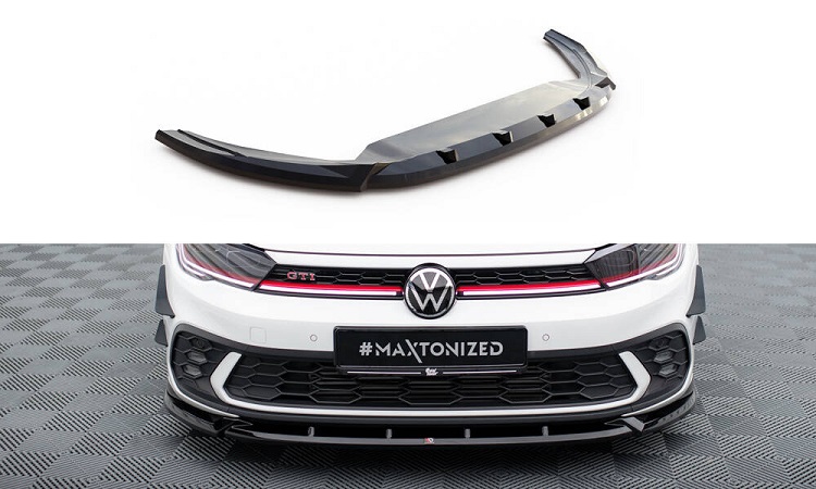 LAMA SOTTOPARAURTI ANTERIORE V.2 MAXTON DESIGN PER VW POLO AW GTI RESTYLING NERO LUCIDO 