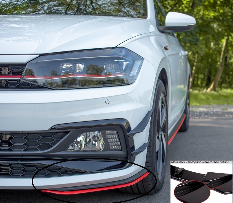 COPPIA SEMI SPLITTER ANTERIORE MAXTON DESIGN PER VW POLO AW GTI PRE-RESTYLING NERO LUCIDO