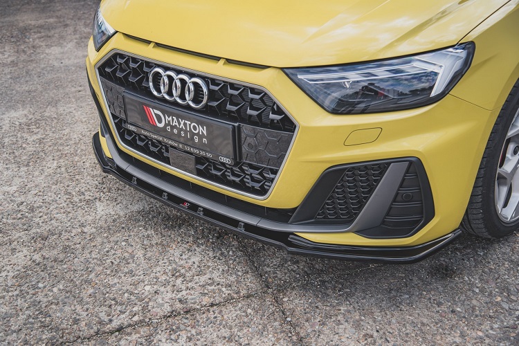 LAMA SOTTOPARAURTI ANTERIORE V.1 MAXTON DESIGN PER AUDI A1 GB MK2 CON S-LINE NERA LUCIDA 