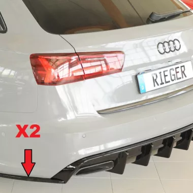 COPPIA APPENDICI DIFFUSORE POSTERIORE SPORTIVO PER AUDI A6 4G C7 FACELIFT AVANT/SEDAN CON S-LINE NERE LUCIDE RIEGER TUNING