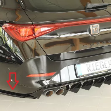 COPPIA APPENDICI DIFFUSORE POSTERIORE SPORTIVO PER CUPRA LEON KL MK4 FACELIFT RIEGER TUNING NERO LUCIDO
