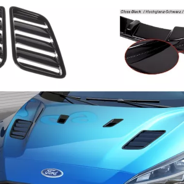 COPPIA PRESE D'ARIA COFANO MAXTON DESIGN PER FORD FOCUS ST / ST-LINE MK4 NERE LUCIDE (GRANDI)