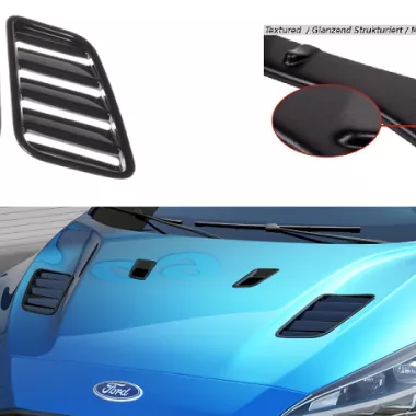 COPPIA PRESE D'ARIA COFANO MAXTON DESIGN PER FORD FOCUS ST / ST-LINE MK4 NERE OPACHE (GRANDI)