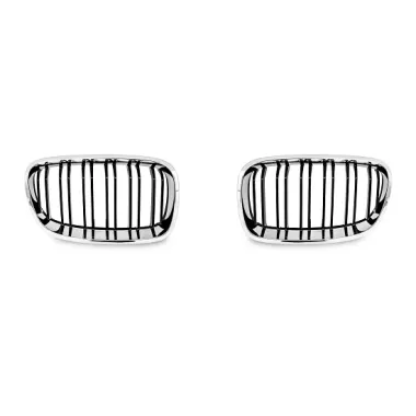 COPPIA GRIGLIE RENI NERE &amp; CROMO PER BMW SERIE 1 F20 / F21 (2011 - 2015)