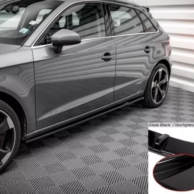 COPPIA SOTTOMINIGONNE MAXTON DESIGN NERE LUCIDE PER AUDI A3 8V SPORTBACK PRE RESTYLING NO S-LINE