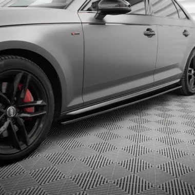 COPPIA SOTTOMINIGONNE MAXTON DESIGN NERE LUCIDE PER AUDI A4 B9 AVANT S-LINE PRE RESTYLING