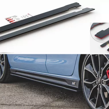 COPPIA SOTTOMINIGONNE RACING DURABILITY MAXTON DESIGN PER HYUNDAI I30 N (MK3) PRE-RESTYLING / RESTYLING FASTBACK E HATCHBACK (BORDO ROSSO)