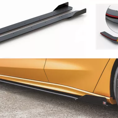 COPPIA SOTTOMINIGONNE RACING DURABILITY + FLAPS MAXTON DESIGN PER FORD FOCUS ST / ST-LINE MK4 (BORDO ROSSO)