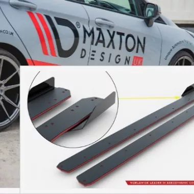 COPPIA SOTTOMINIGONNE RACING + FLAPS MAXTON DESIGN PER FORD FIESTA MK8 ST/ST-LINE (BORDO ROSSO)