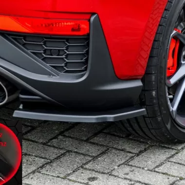 APPENDICI DIFFUSORE POSTERIORE SPORTIVO PER HYUNDAI I30N MK3 HATCHBACK FACELIFT NERE LUCIDE INGO NOAK TUNING