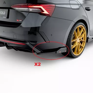 APPENDICI DIFFUSORE POSTERIORE SPORTIVO V.4 + FLAPS PER SKODA OCTAVIA RS MK4 COMBI/LIFTBACK RESTYLING NERE LUCIDE MAXTON DESIGN