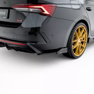 APPENDICI DIFFUSORE POSTERIORE SPORTIVO V.4 + FLAPS PER SKODA OCTAVIA RS MK4 COMBI/LIFTBACK PRE RESTYLING/RESTYLING NERE LUCIDE MAXTON DESIGN