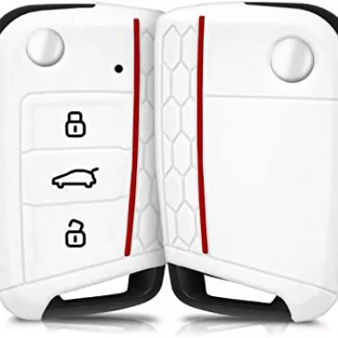 COPRICHIAVE IN SILICONE GTI STYLE PER SKODA OCTAVIA MK3 5E (COLORE BIANCO)