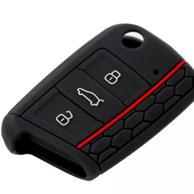 COPRICHIAVE IN SILICONE GTI STYLE PER SEAT LEON MK3 5F (COLORE NERO)