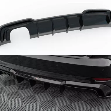 DIFFUSORE SPORTIVO MAXTON DESIGN NERO LUCIDO PER AUDI A3 8V RESTYLING CON S-LINE (USCITA DOPPIA)