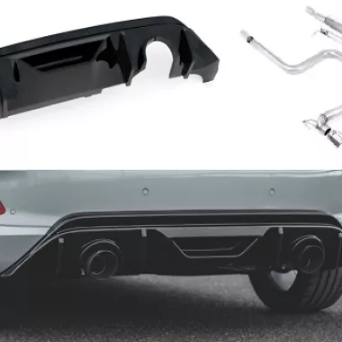 DIFFUSORE MAXTON DESIGN NERO LUCIDO + SCARICO SPORTIVO MILLTEK PER FORD FIESTA MK8 ST (FINALINI LUCIDI)