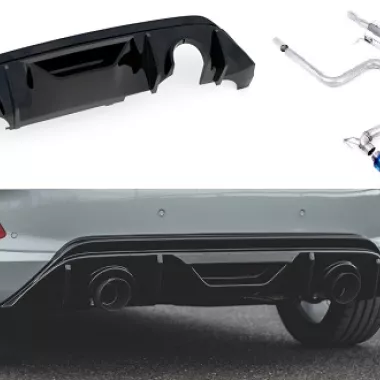 DIFFUSORE MAXTON DESIGN NERO LUCIDO + SCARICO SPORTIVO MILLTEK PER FORD FIESTA MK8 ST (FINALINI IN TITANIO BRUCIATO)