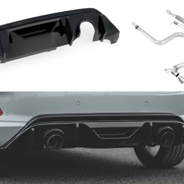 DIFFUSORE MAXTON DESIGN NERO LUCIDO + SCARICO SPORTIVO MILLTEK PER FORD FIESTA MK8 ST (FINALINI IN TITANIO)