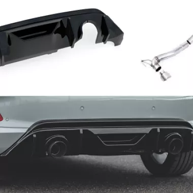 DIFFUSORE SPORTIVO MAXTON DESIGN NERO OPACO + ESTENSIONE SCARICO MILLTEK PER FORD FIESTA MK8 ST (FINALINI IN TITANIO)