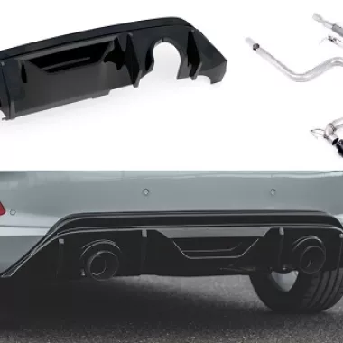 DIFFUSORE MAXTON DESIGN NERO OPACO + SCARICO SPORTIVO MILLTEK PER FORD FIESTA MK8 ST (FINALINI NERI)