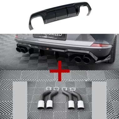 DIFFUSORE NERO LUCIDO V.3 CON ESTENSIONE TERMINALINI CROMATI MAXTON DESIGN PER CUPRA FORMENTOR VZ