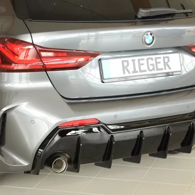 DIFFUSORE SPORTIVO RIEGER TUNING NERO LUCIDO PER BMW SERIE 1 F40 M-PACK PER SCARICO SINGOLO SDOPPIATO
