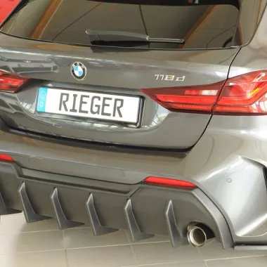 DIFFUSORE SPORTIVO RIEGER TUNING NERO OPACO PER BMW SERIE 1 F40 M-PACK PER SCARICO SINGOLO SDOPPIATO