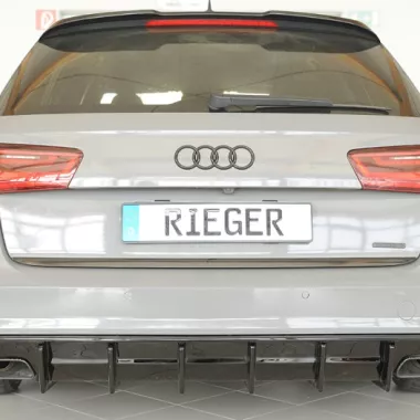 DIFFUSORE SPORTIVO RIEGER TUNING NERO LUCIDO PER AUDI A6 4G C7 FACELIFT AVANT/SEDAN CON S-LINE DOPPIA USCITA (NO GANCIO TRAINO)