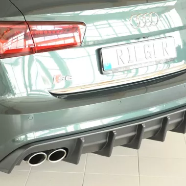 DIFFUSORE SPORTIVO RIEGER TUNING NERO OPACO PER AUDI A6 4G C7 FACELIFT AVANT/SEDAN CON S-LINE QUADRUPLA USCITA (NO GANCIO TRAINO)