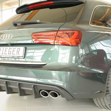 DIFFUSORE SPORTIVO RIEGER TUNING NERO OPACO PER AUDI A6 4G C7 FACELIFT AVANT/SEDAN CON S-LINE QUADRUPLA USCITA (SI GANCIO TRAINO)