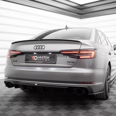 DIFFUSORE V.1 NERO LUCIDO MAXTON DESIGN PER AUDI A4 B9 AVANT S-LINE PRE RESTYLING (USCITE SDOPPIATE)