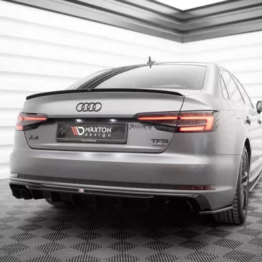 DIFFUSORE V.1 NERO LUCIDO MAXTON DESIGN PER AUDI A4 B9 AVANT S-LINE PRE RESTYLING (DOPPIA USCITA SX)