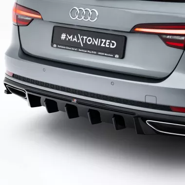 DIFFUSORE NERO LUCIDO MAXTON DESIGN PER AUDI A4 B9 AVANT S-LINE PRE RESTYLING (USCITE TRAPEZOIDALI)
