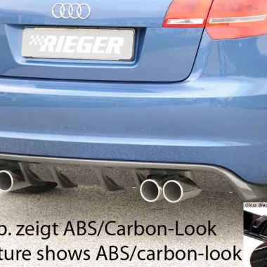 DIFFUSORE SPORTIVO RIEGER TUNING NERO LUCIDO PER AUDI A3 8P RESTYLING PER SCARICO A QUADRUPLA USCITA