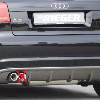 DIFFUSORE SPORTIVO RIEGER TUNING NERO OPACO/GREZZO PER AUDI A3 8P RESTYLING PER SCARICO A SINGOLA USCITA SX