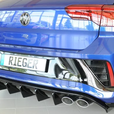 DIFFUSORE SPORTIVO RIEGER TUNING NERO LUCIDO PER VW T-ROC A11 R/R-LINE FACELIFT QUADRUPLA USCITA (NO GANCIO TRAINO)