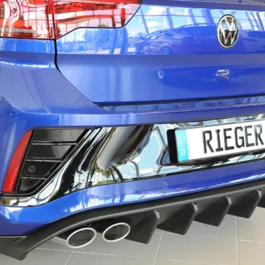 DIFFUSORE SPORTIVO RIEGER TUNING NERO OPACO PER VW T-ROC A11 R/R-LINE FACELIFT QUADRUPLA USCITA (NO GANCIO TRAINO)