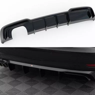 DIFFUSORE SPORTIVO MAXTON DESIGN NERO LUCIDO PER AUDI A3 8V SPORTBACK RESTYLING NO S-LINE (USCITA DOPPIA)