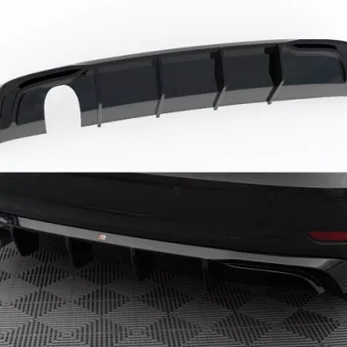 DIFFUSORE SPORTIVO MAXTON DESIGN NERO LUCIDO PER AUDI A3 8V SPORTBACK RESTYLING NO S-LINE (USCITA SINGOLA)