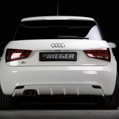 DIFFUSORE SPORTIVO RIEGER TUNING NERO OPACO PER AUDI A1 8X 3/5 PORTE PER DOPPIO SCARICO A SX (NO S-LINE)