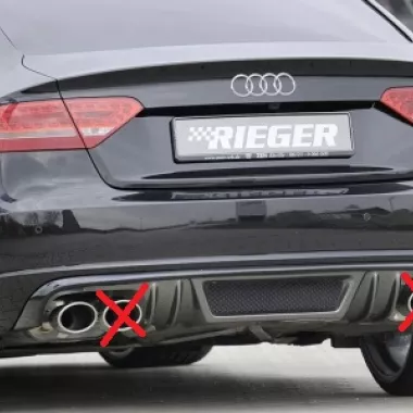 DIFFUSORE SPORTIVO RIEGER TUNING NERO LUCIDO PER AUDI A5 8T SPORTBACK PRE-RESTYLING NO S-LINE SCARICO SDOPPIATO